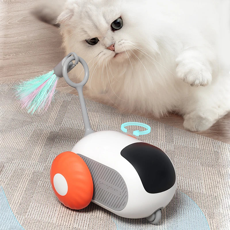 Smart Interactive Cat Toy Car Auto-Running Pet Vehicle with Obstacle Detection Durable for Indoor Cats Play