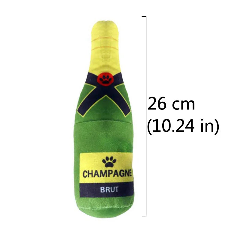 Funny Plush Dog Toys Beer Bottle Shaped Small Large Dogs Squeak Sound Clean Teeth Chew Toy Pets Interactive Playing Supplies
