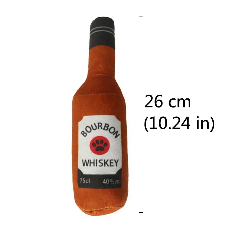 Funny Plush Dog Toys Beer Bottle Shaped Small Large Dogs Squeak Sound Clean Teeth Chew Toy Pets Interactive Playing Supplies
