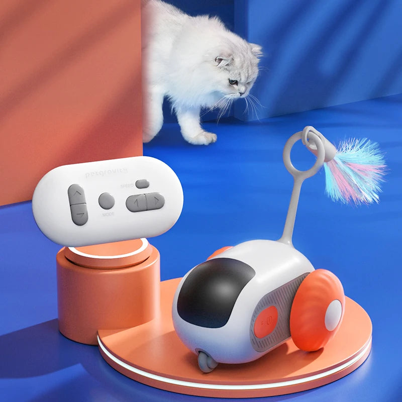 Smart Interactive Cat Toy Car Auto-Running Pet Vehicle with Obstacle Detection Durable for Indoor Cats Play