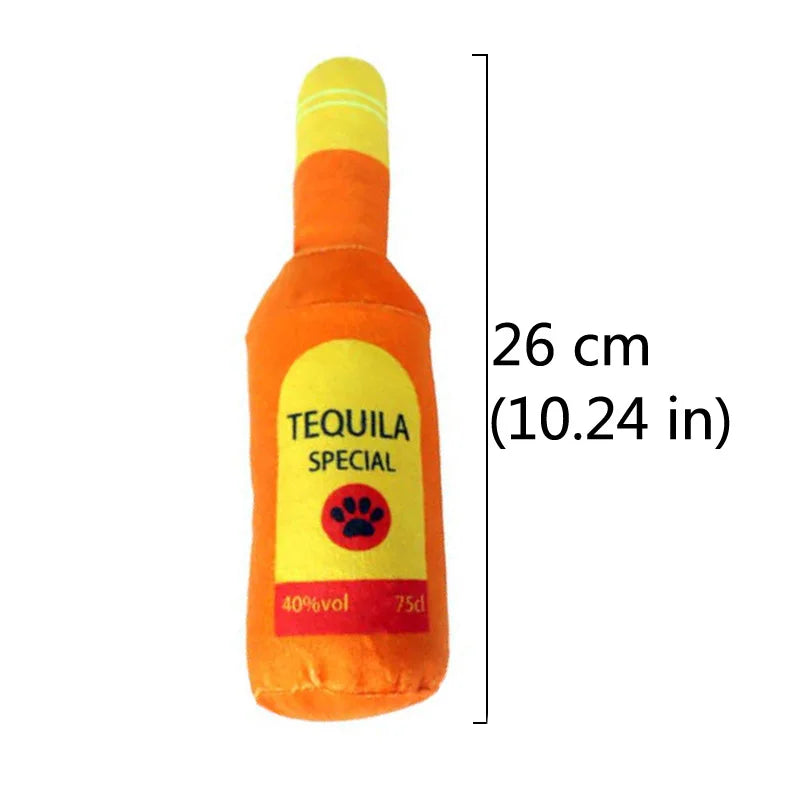 Funny Plush Dog Toys Beer Bottle Shaped Small Large Dogs Squeak Sound Clean Teeth Chew Toy Pets Interactive Playing Supplies