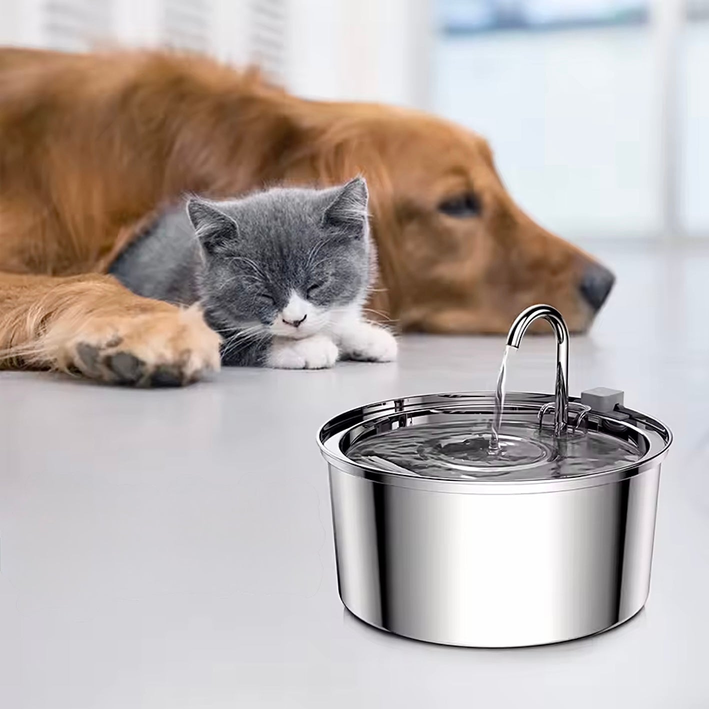 Edelstahl Katzen-Trinkbrunnen (3 L) – leise, hygienisch & langlebig
