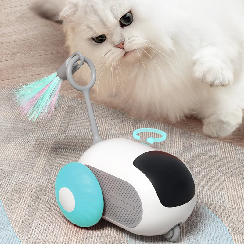 Smart Interactive Cat Toy Car Auto-Running Pet Vehicle with Obstacle Detection Durable for Indoor Cats Play