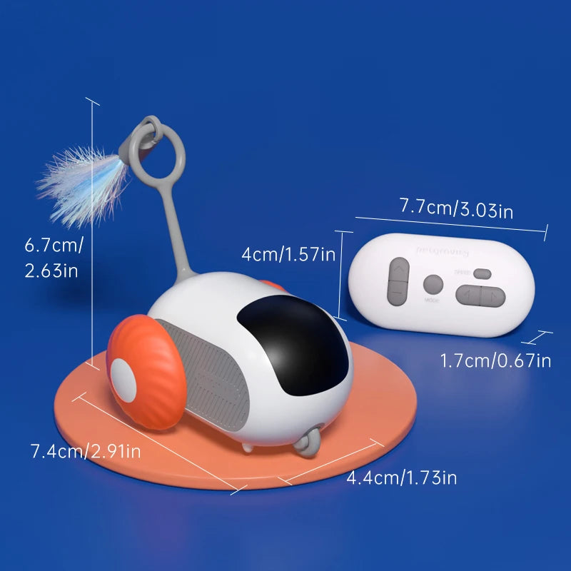 Smart Interactive Cat Toy Car Auto-Running Pet Vehicle with Obstacle Detection Durable for Indoor Cats Play